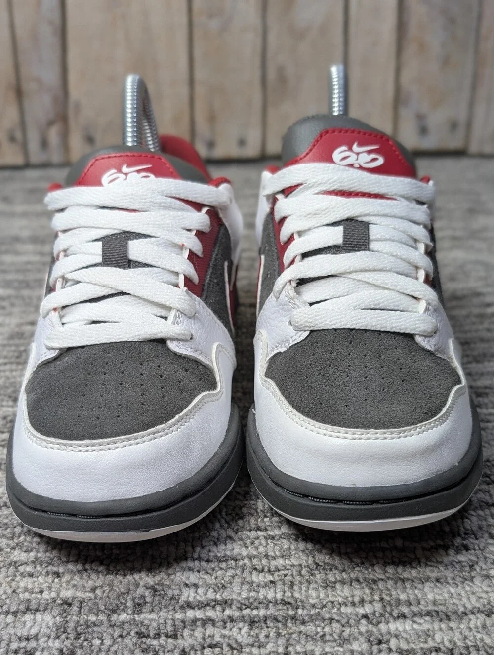 Nike 6.0 Mogan 2 Jr. Skate Shoe - Gray/Red - Size 4Y/6 Women - 386652-017